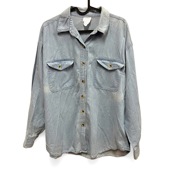 Mystic Blues Vintage 90s Chambray Denim Button Down Shirt size 18 - Picture 1 of 10